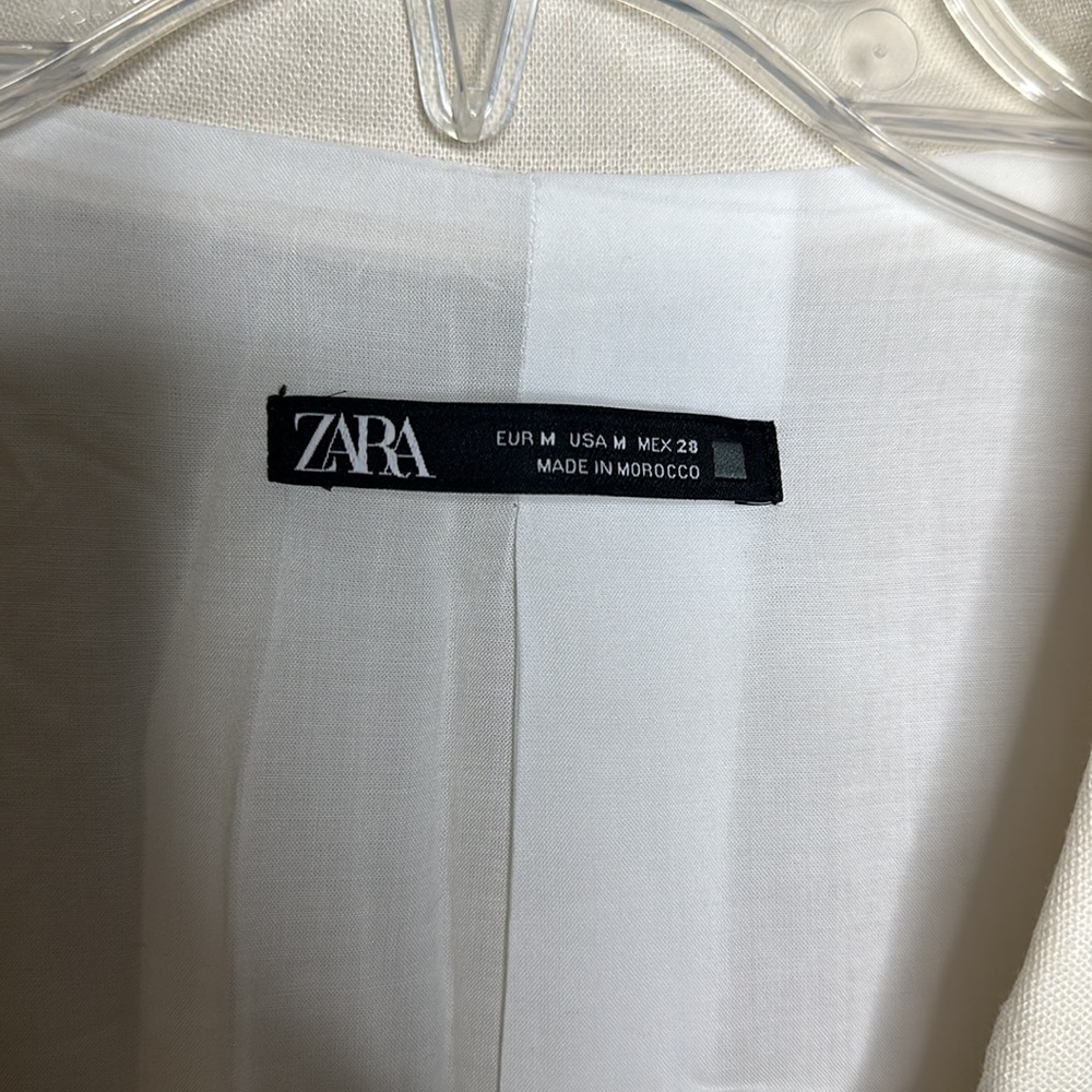 Zara Cream Colored Long Linen Blend Double Breasted Blazer Sz Medium! - Picture 6 of 8